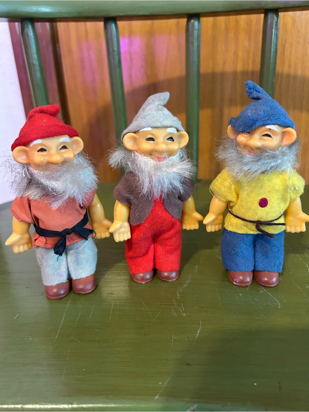 Classic 1960s Felt Gnome Elf - Red, Blue, Yellow